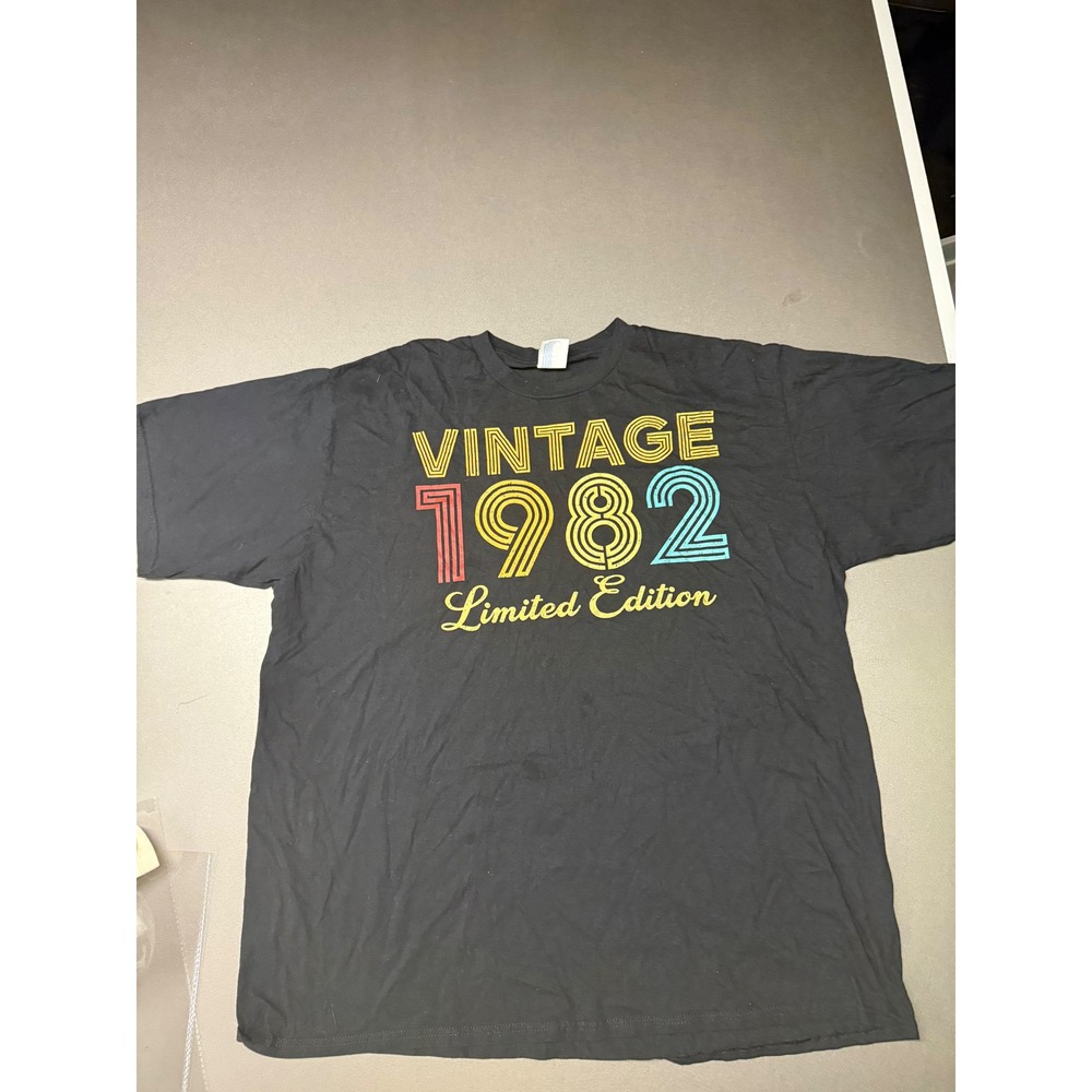 Port & Company Vintage 1982 Limited Edition Black T-Shirt Mens 2XL Ring Spun